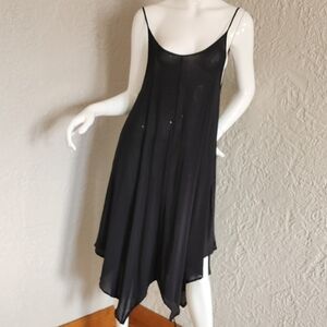 Chic Black Asymmetrical Slip Dress